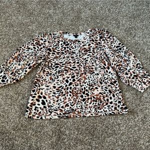 NWT Ann Taylor Factory 3/4 Sleeve Leopard Print Top size XL
